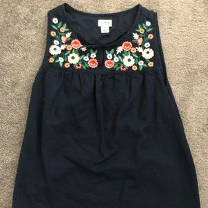 J. Crew Floral Embroidery Tank Top